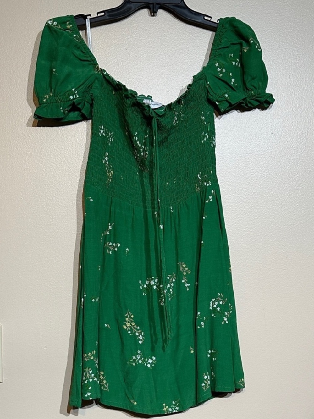 Faithfull the Brand Green Smocked dress
